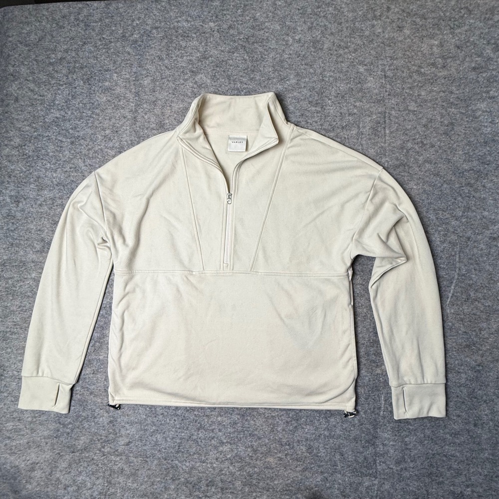 Varley Timberley Half Zip Midlayer Women S Ivory Brushed Rib Pullover VAR02124